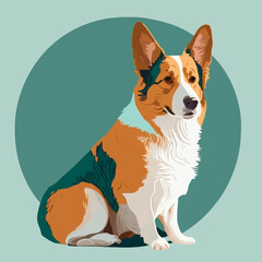 Vector drawing of a friendly dog with a happy expression