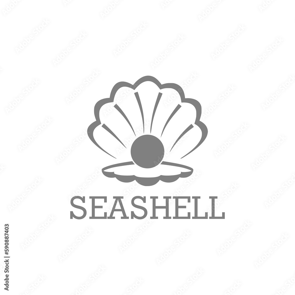 Poster natural open shell with pearl icon isolated on transparent background