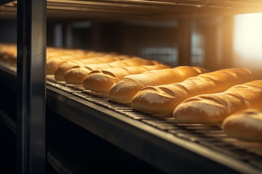 Bread bakery line. Generate Ai