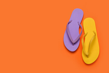 Different flip-flops on red background