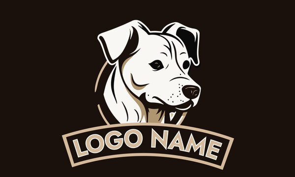 Boxer dog head Mascot, black and white dogs logo image