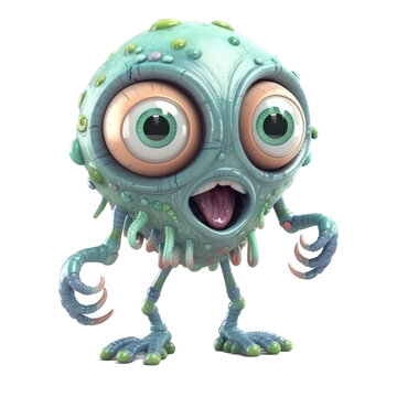 A funny allien illustratred cartoon character