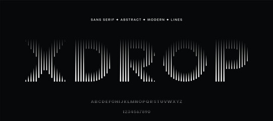 Alphabet Fonts with Abstract Lines Pattern