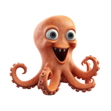 Cute octopus cartoon charater isolated