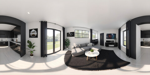 360 Degrees Home Interior - obrazy, fototapety, plakaty