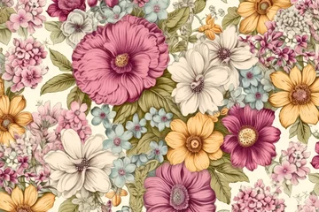 Fotobehang vintage spring flowers background © lemonmoon