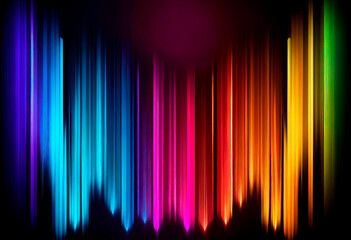 Abstract background with neon rainbow equalizer wave.