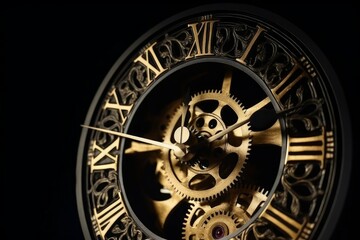 Fototapeta na wymiar Gold old clock. Generate Ai