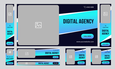 Digital agency set of web banner template design for social media posts, editable web banner vector eps 10 file format