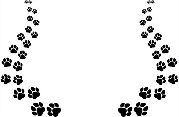 Paws background with copy space on white background	