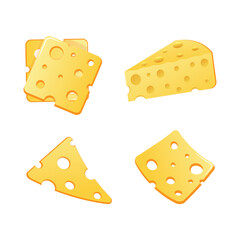 Cheese slices set, hand drawn vector illustration isolated on white background