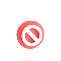 3d render. Symbol stop sign or red warning icon. for unapproved, incorrect and not pass.icon sign realistic cartoon concept.
