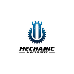mechanic logo template in white background
