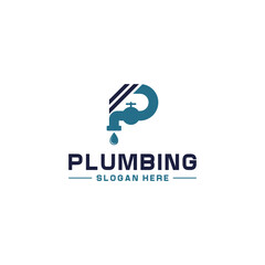 plumbing logo with the letter p forming a water channel