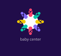 Creative baby center logo design. Modern design color. Cyclic baby logo template. vector.