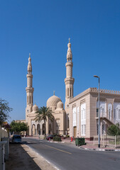 Fototapeta na wymiar Exterior of the Jumeirah mosque in Dubai, UAE, open for cultural visits and education for visitors