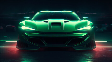 Fototapeta na wymiar A super green sports car background wallpaper illustration. generative ai