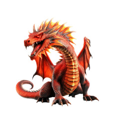 Red dragon cartoon character on white background