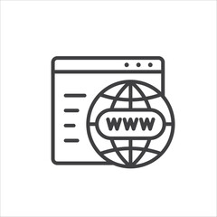Web icon. Global network icon. Website vector icon. Site flat sign design. Www symbol pictogram. Www icon. UX UI icon