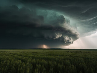 Obraz na płótnie Canvas supercell storm cloud over a field