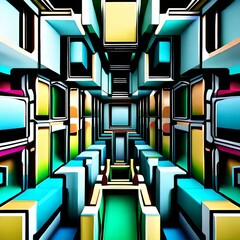 a pattern of 3D rectangles in various sizes perspectives and colors or gradients arranged in a specific pattern or randomly in 8k resolution Web banner