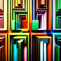 a pattern of 3D rectangles in various sizes perspectives and colors or gradients arranged in a specific pattern or randomly in 8k resolution Web banner