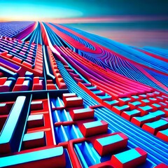 a pattern of 3D rectangles in various sizes perspectives and colors or gradients arranged in a specific pattern or randomly in 8k resolution Web banner