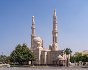 Exterior of the Jumeirah mosque in Dubai, UAE, open for cultural visits and education for visitors
