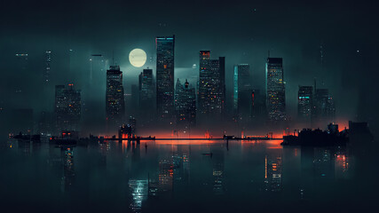 Concept image of a city skyline at night