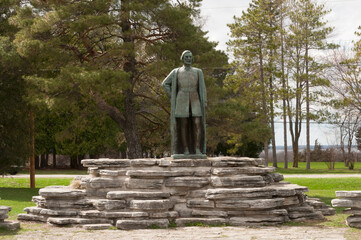 Exploirer Jean Nicolet Statue At Wequiock Falls Park In Bay Settlement, Wisconsin