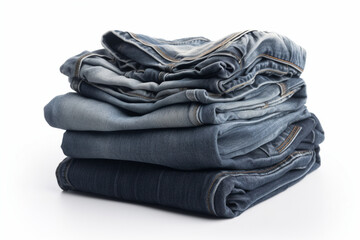 Pile of Jeans Isolated on White Background  Generative AI