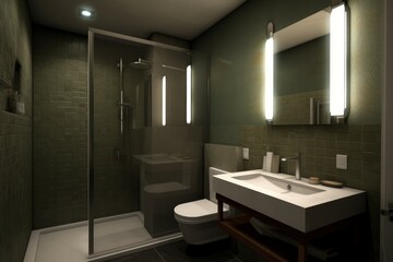 Bathroom green room. Generate Ai