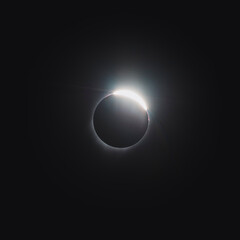 First ray of sun at the end of a total solar eclipse