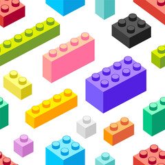 Seamless vector pattern of multicolored toy constructor blocks