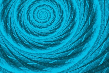 Blue swirling pattern of crooked waves on a black background. Abstract fractal 3D rendering