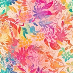 Fototapeta na wymiar Playful and modern floral seamless pattern, featuring bold and geometric shapes that add a trendy and edgy touch to any project. generative ai.