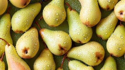 pears on market stall