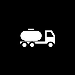 Tanker truck icon isolated on black  background.