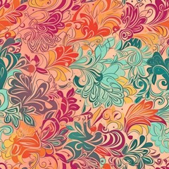 Boho-inspired floral seamless pattern, featuring exotic and intricate designs that add a touch of wanderlust to your designs.