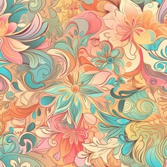 Boho-inspired floral seamless pattern, featuring exotic and intricate designs that add a touch of wanderlust to your designs.