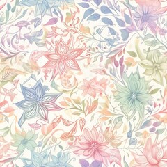 Fototapeta premium Boho-inspired floral seamless pattern, featuring exotic and intricate designs that add a touch of wanderlust to your designs.