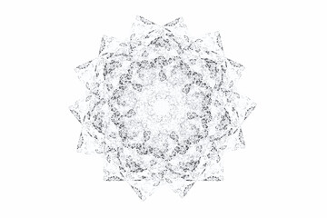 Black floral pattern from crooked strokes on a white background. Abstract fractal 3D rendering