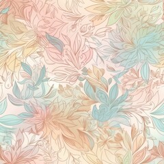 Fototapeta na wymiar Ethereal and dreamy floral seamless pattern, with a soft and romantic feel that's perfect for adding a touch of whimsy to your designs. generative ai.