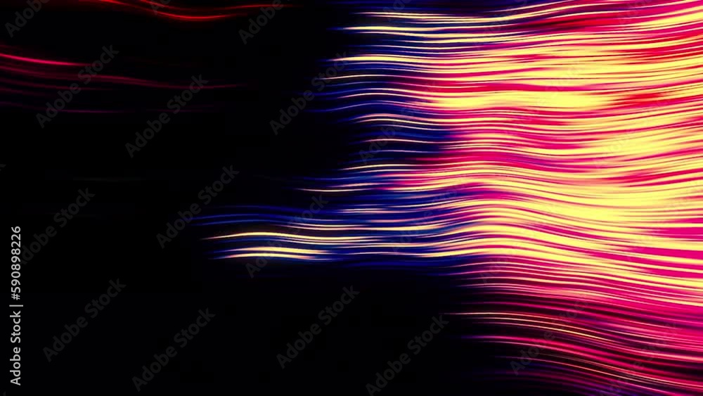 Poster bright stream of cyber stripes on black background. motion. computer generation of flashing bright s