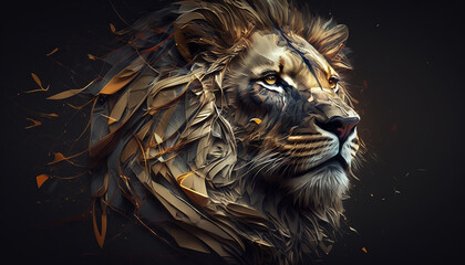 Lion animal abstract wallpaper. Contrast background panthera in vivid colors generative ai