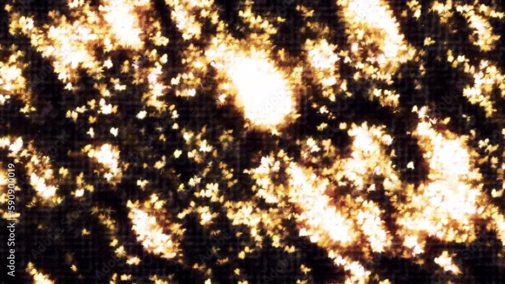 Aufkleber golden shimmering sparkles in liquid stream. motion. bright shimmering sparkles with effect of liqui