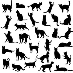 set of cats silhouettes