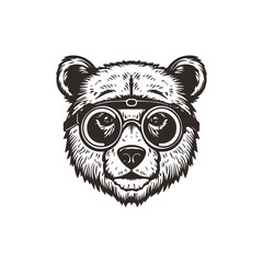 Bear mascot logo wearing glasses. Graphic Design Template