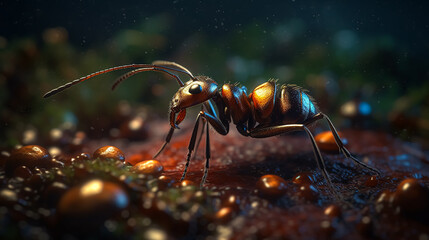 Glowing army ant. Generative AI