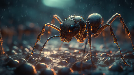 Glowing army ant. Generative AI